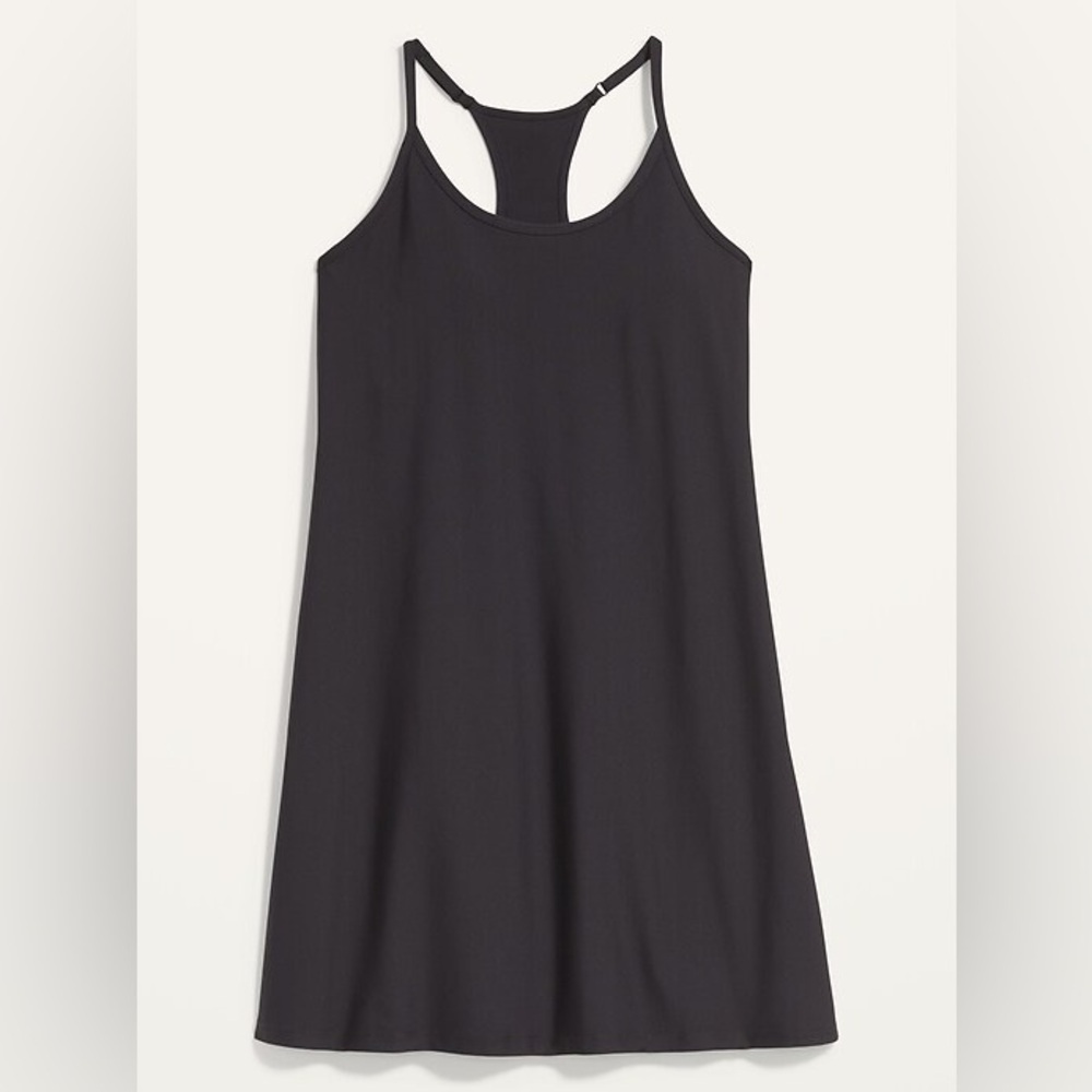 Old Navy Sleeveless PowerSoft Performance Racer-Back Mini Swing Dress Black L